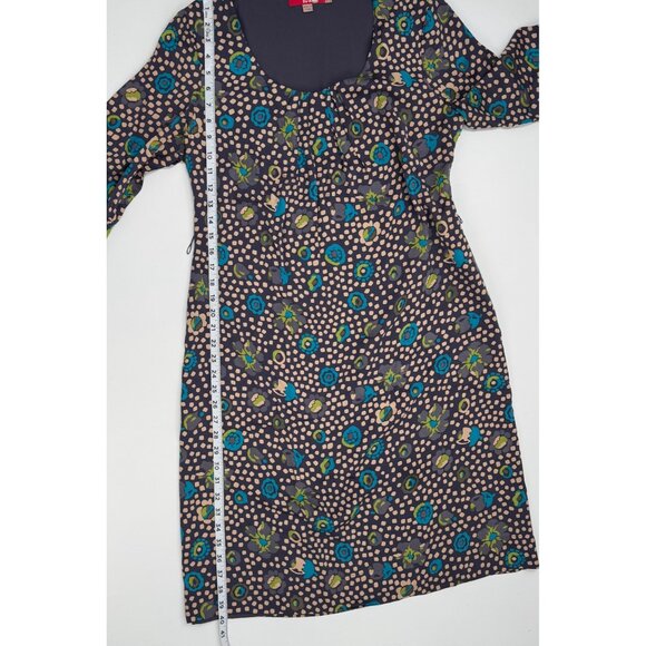 Boden Printed Silk Dress UK14 US10L Multicolor Dotted Floral Pattern 3/4 Sleeves - Picture 12 of 12
